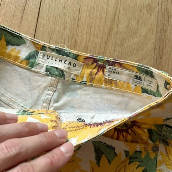 Bullhead High Waist Yellow and Green Shorts - Picture 3 of 4